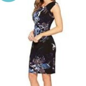 Ralph Lauren Asymmetrical Blue and White Ruched Cocktail Dress Sz 4 New With Tag